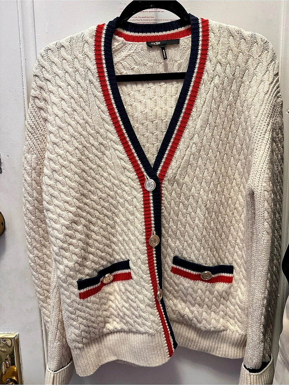 Maje Cable-Knit Cardigan